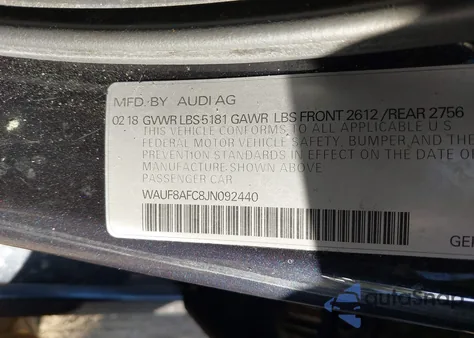 2018 Audi A6 из США, поврежденный, VIN WAUF8AFC8JN092440